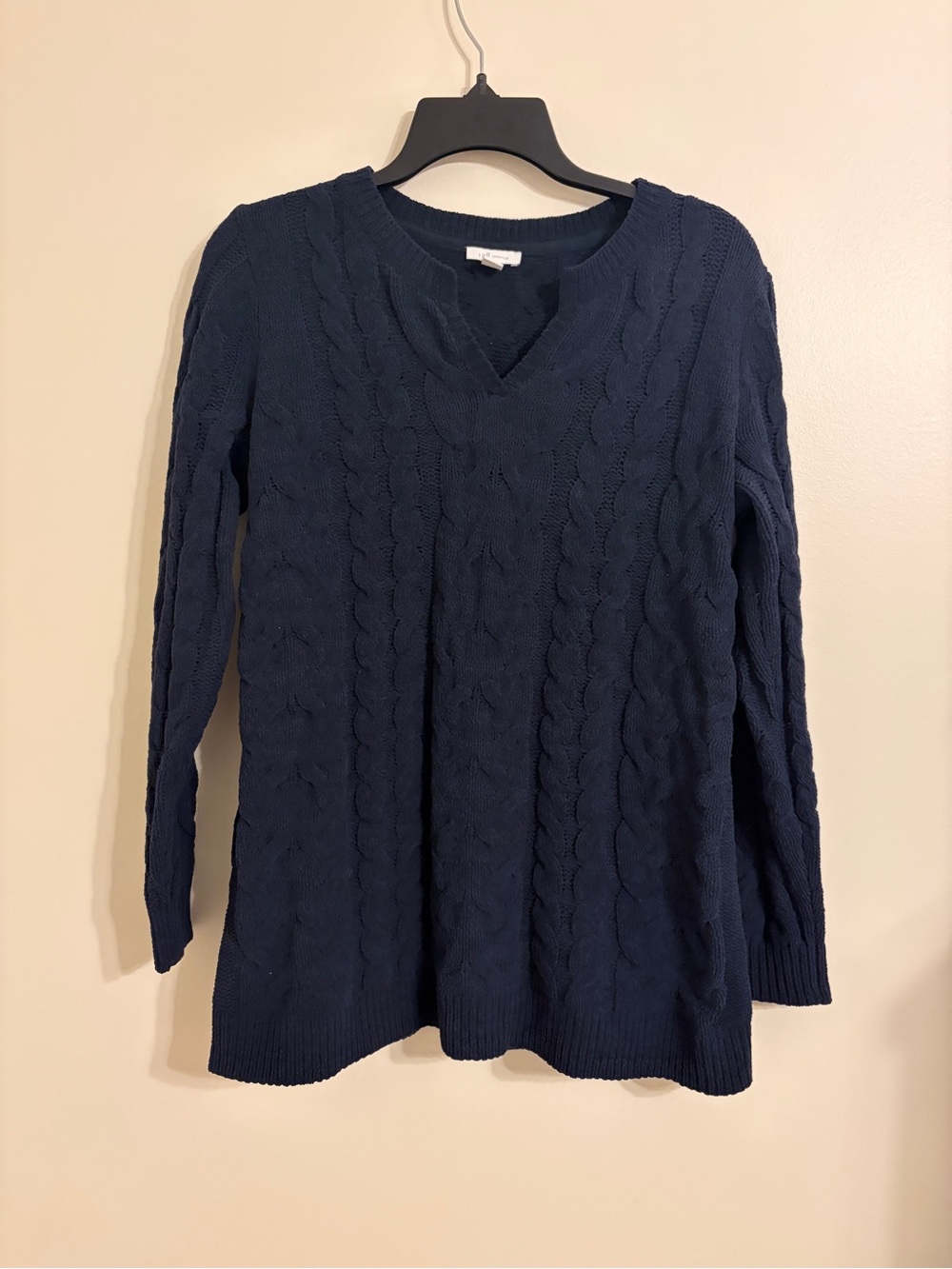 J. Jill | Navy Cable-Knit V-Neck Sweater - Women size SP